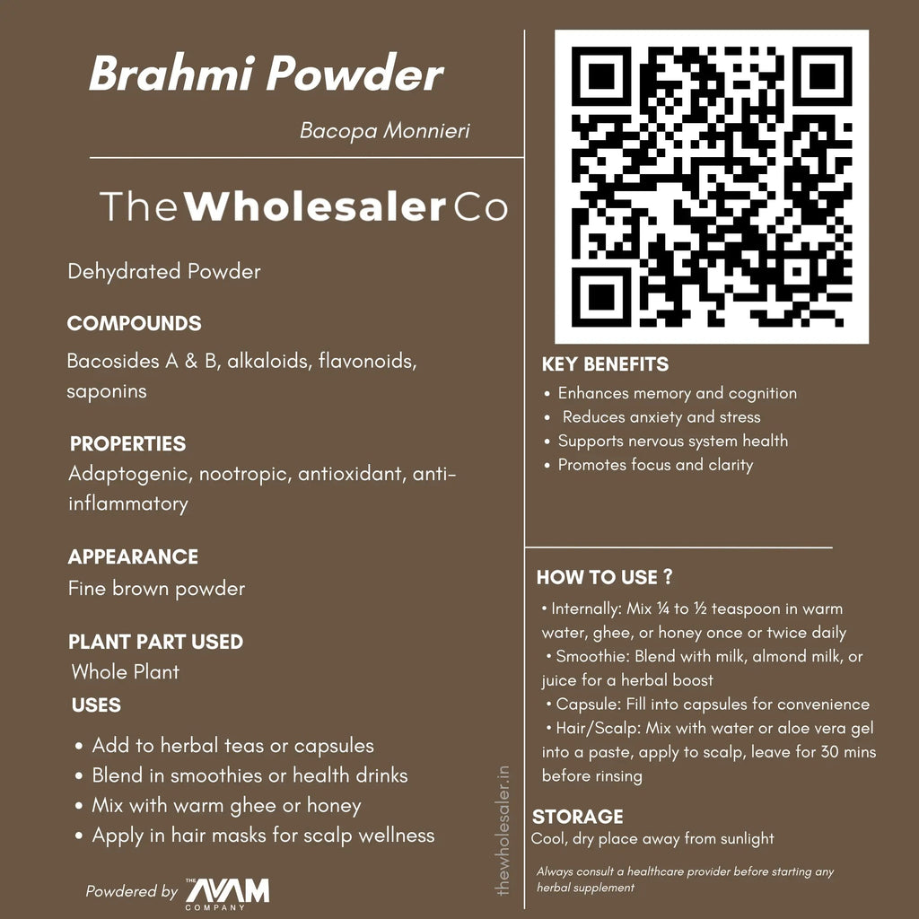 Brahmi Powder - Bacopa Monnieri - Water hyssop Bulk Supplier@TheWholesaleCo Prices