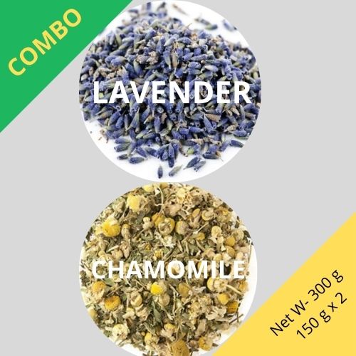 Lavender Buds & Chamomile - Lavandula & Matricaria chamomilla -150 g x 2 - Dried Flower Combo | TheWholesalerCo |